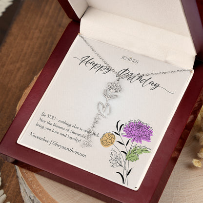 November Birth Flower Necklace Custom Gifts