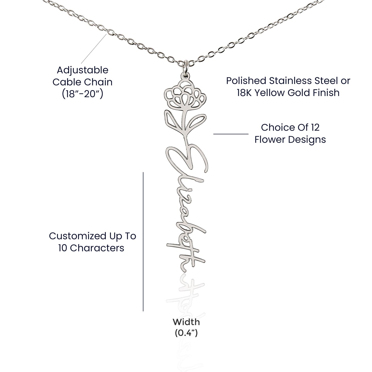 November Birth Flower Necklace Custom Gifts