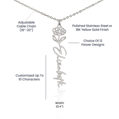 November Birth Flower Necklace Custom Gifts