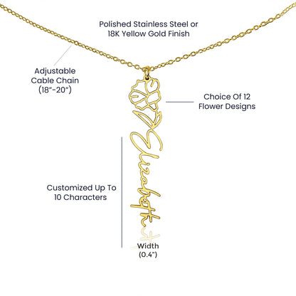 October Birth Flower Custom Gold Necklace