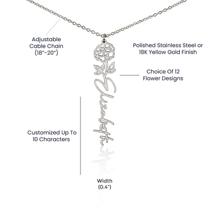 October Birth Flower Necklace Custom Gifts