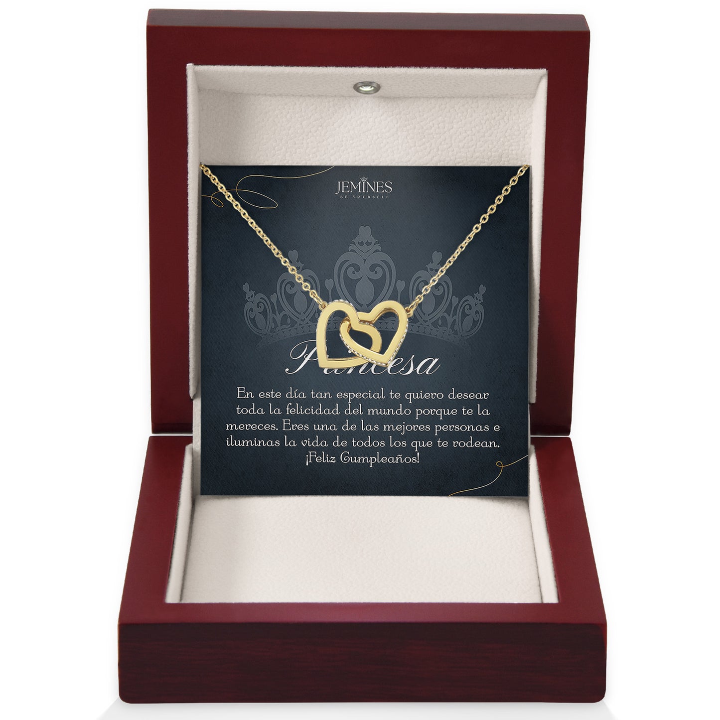 Princesa Interlocking Hearts Gold Necklace