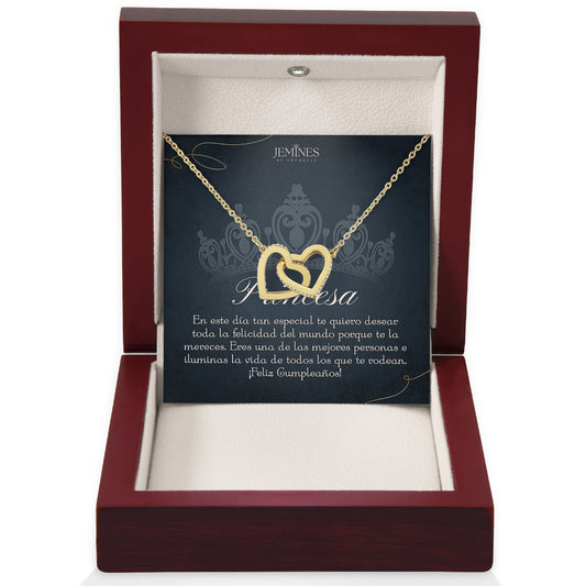 Princesa Interlocking Hearts Gold Necklace