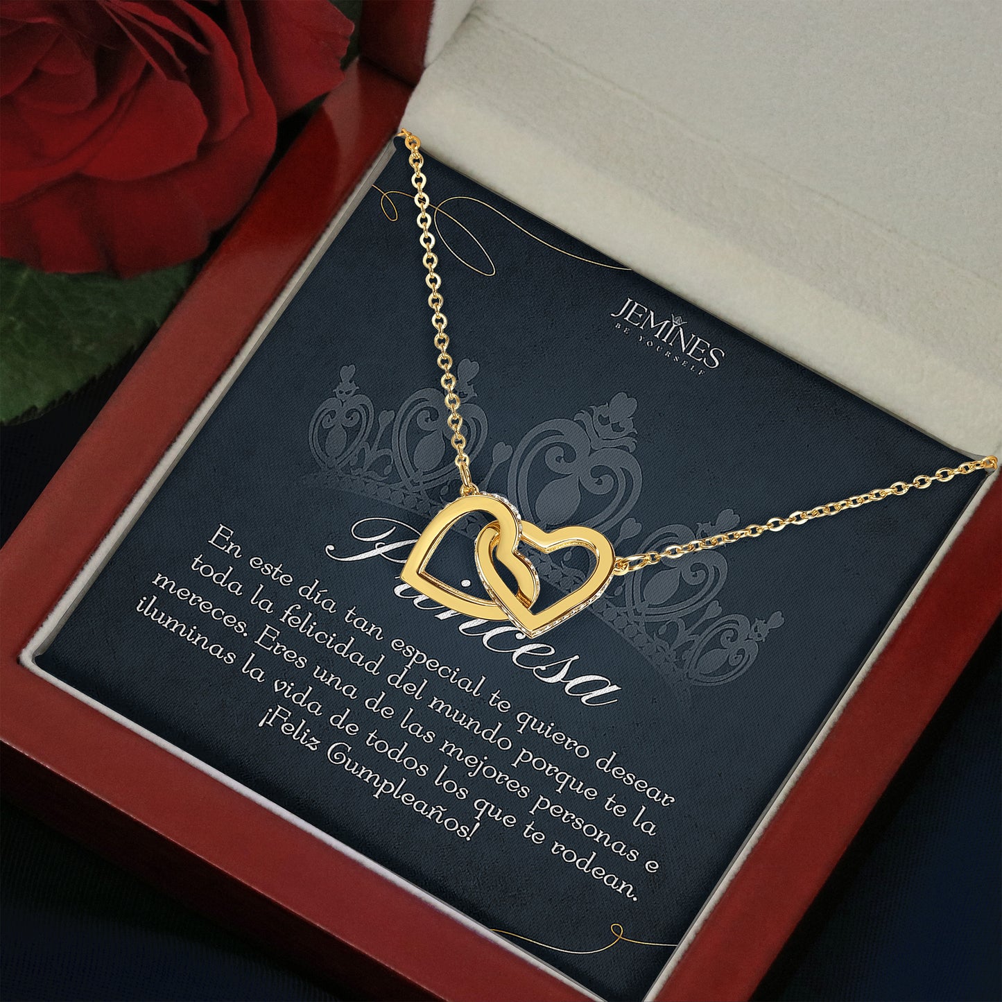 Princesa Interlocking Hearts Gold Necklace