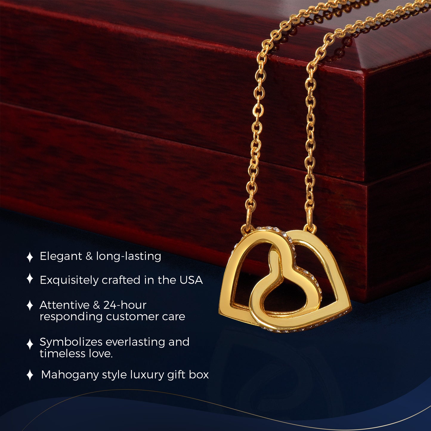 Princesa Interlocking Hearts Gold Necklace