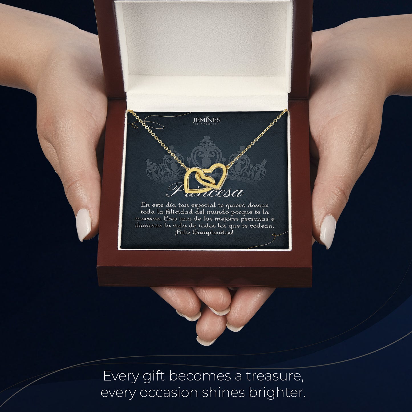 Princesa Interlocking Hearts Gold Necklace