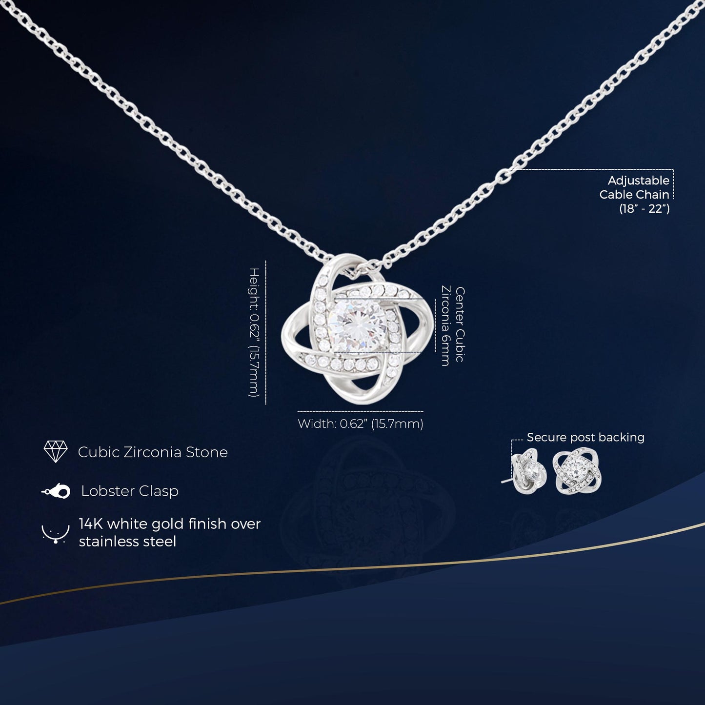 Princesa Love Knot Set Necklace Elegant Gifts