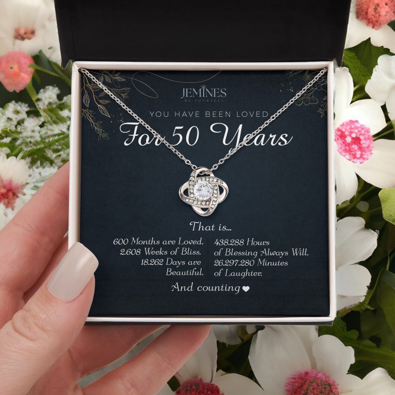 JEMINES 50th Birthday Love Knot Women Necklace Gifts