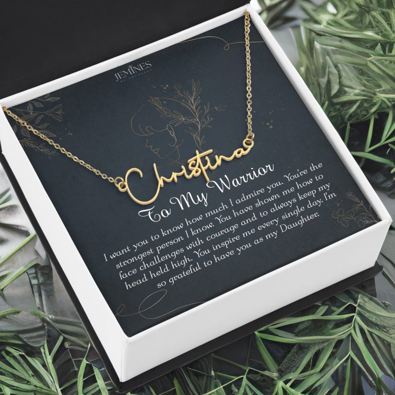 JEMINES Bonus Daughter Custom Signature Name Gold Necklace