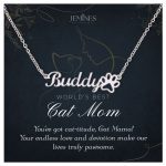 JEMINES Cat Mom Custom Paw Print Name Necklace Gifts