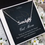 JEMINES Cat Mom Custom Paw Print Name Necklace Gifts