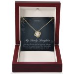 JEMINES Daughter Long Distance Love Knot Gold Necklace