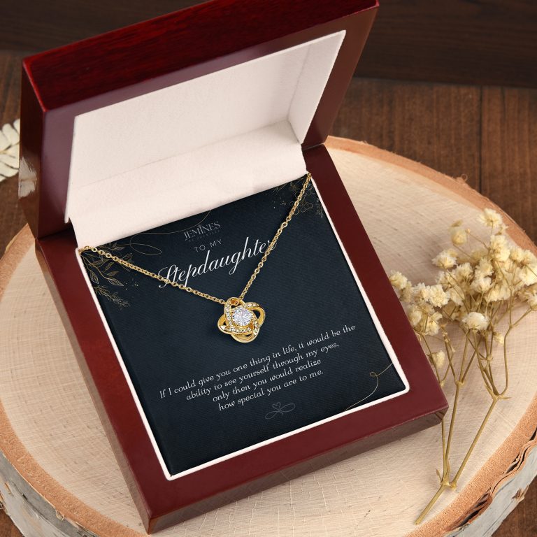 JEMINES Daughter Long Distance Love Knot Gold Necklace