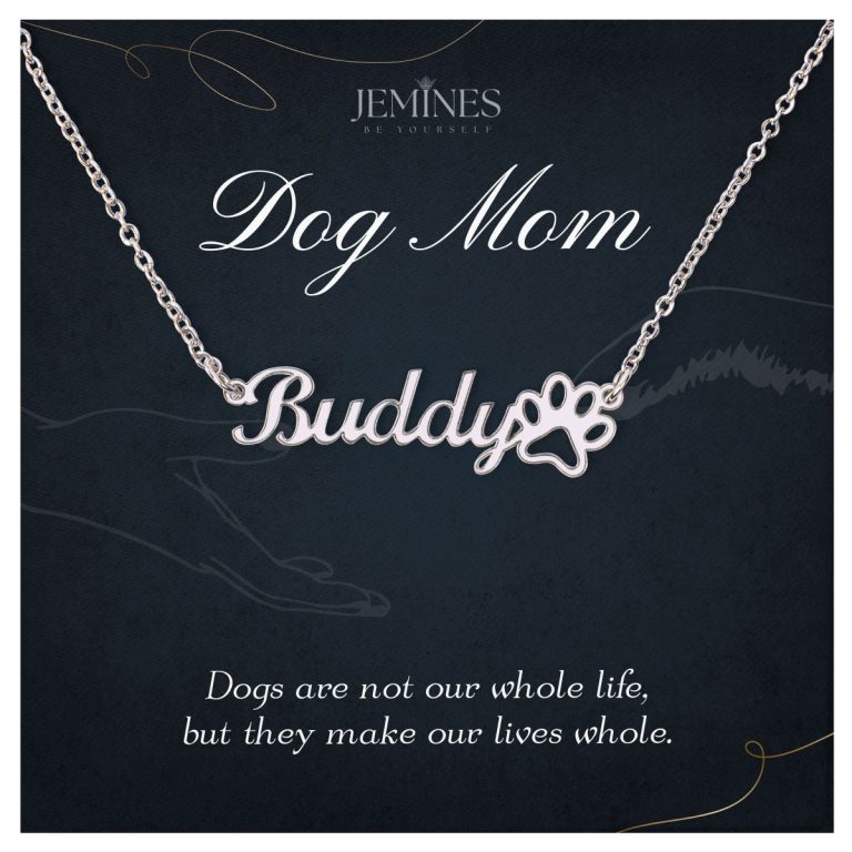 JEMINES Dog Mom Custom Paw Print Name Necklace Gifts