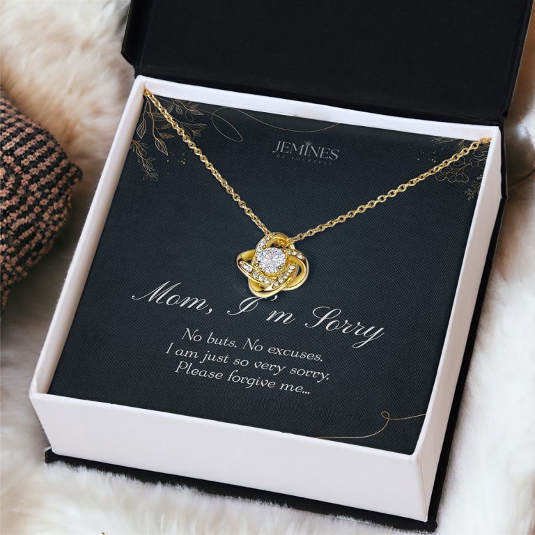 JEMINES Giant Sorry for Mom Love Knot Gold Necklace Gifts