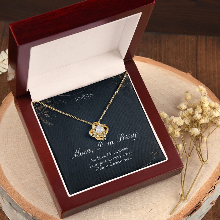 JEMINES Giant Sorry for Mom Love Knot Gold Necklace Gifts