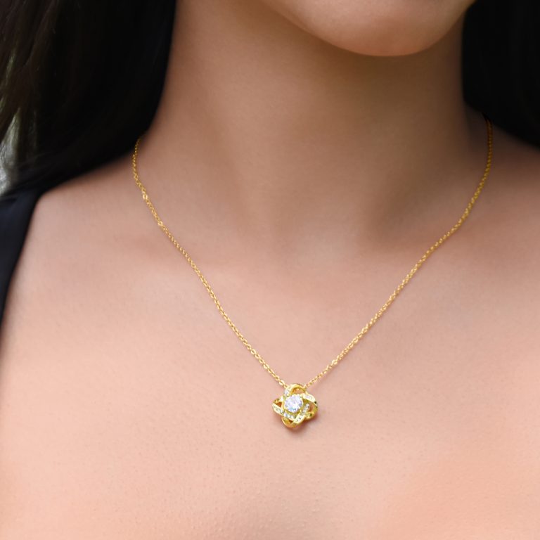 JEMINES Daughter Long Distance Love Knot Gold Necklace