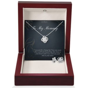 JEMINES Mommy Pregnancy Love Knot Necklace Set Gifts