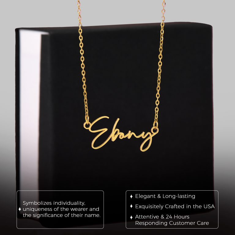 JEMINES Nanny Thank You Signature Name Gold Necklace
