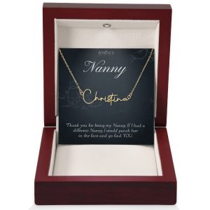 JEMINES Nanny Thank You Signature Name Gold Necklace