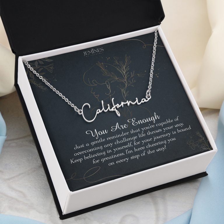 JEMINES Personalized Message Card with Custom Name Necklace