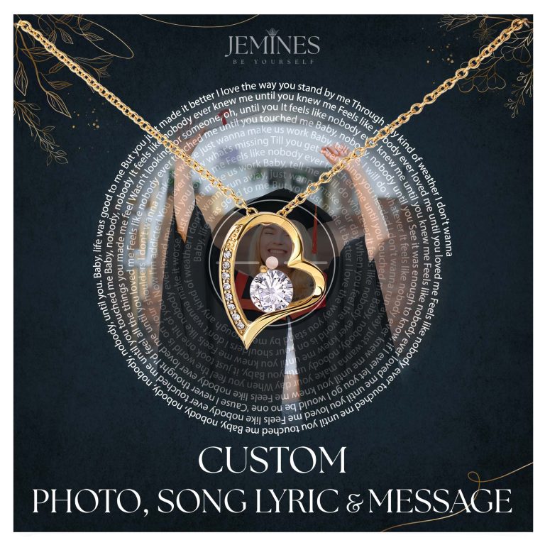 JEMINES Personalized Song Lyric with Photo Necklace Gifts