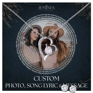 JEMINES Personalized Song Lyric with Photo Necklace Gifts