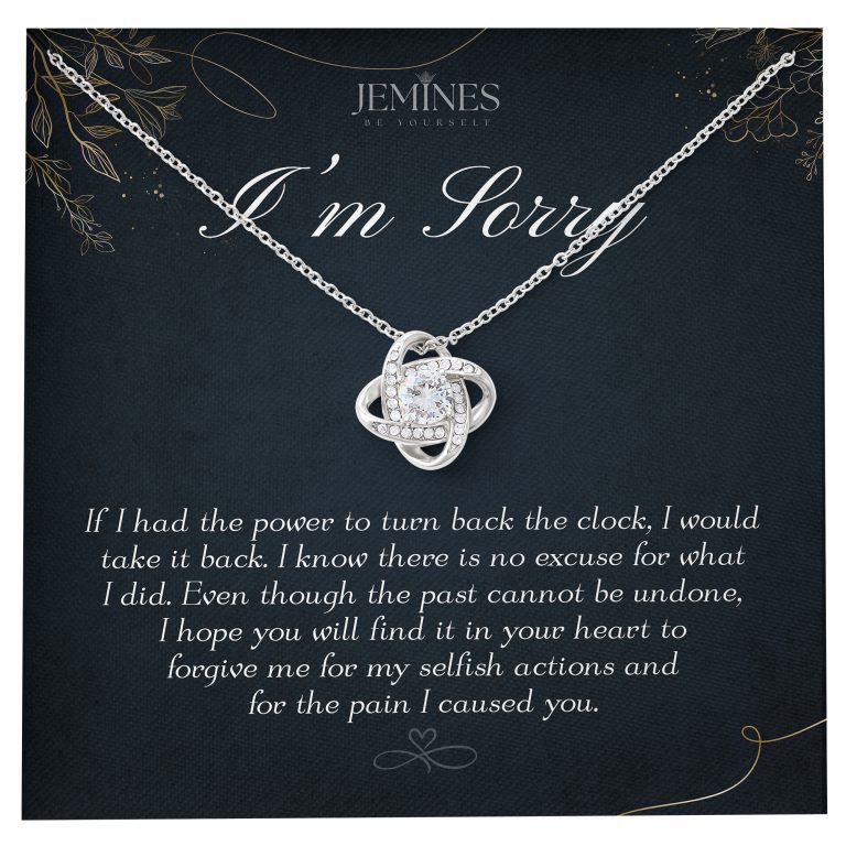 JEMINES Sorry Love Knot Necklace Apology Women Gifts