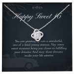 JEMINES Sweet 16th Birthday Love Knot Necklace for Girls