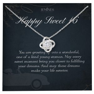 JEMINES Sweet 16th Birthday Love Knot Necklace for Girls