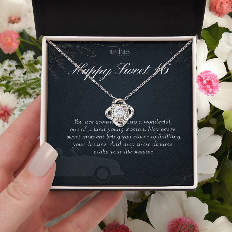 JEMINES Sweet 16th Birthday Love Knot Necklace for Girls