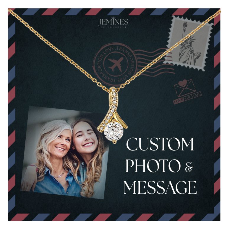 JEMINES Personalized Photo Letter Necklace Unique Gifts