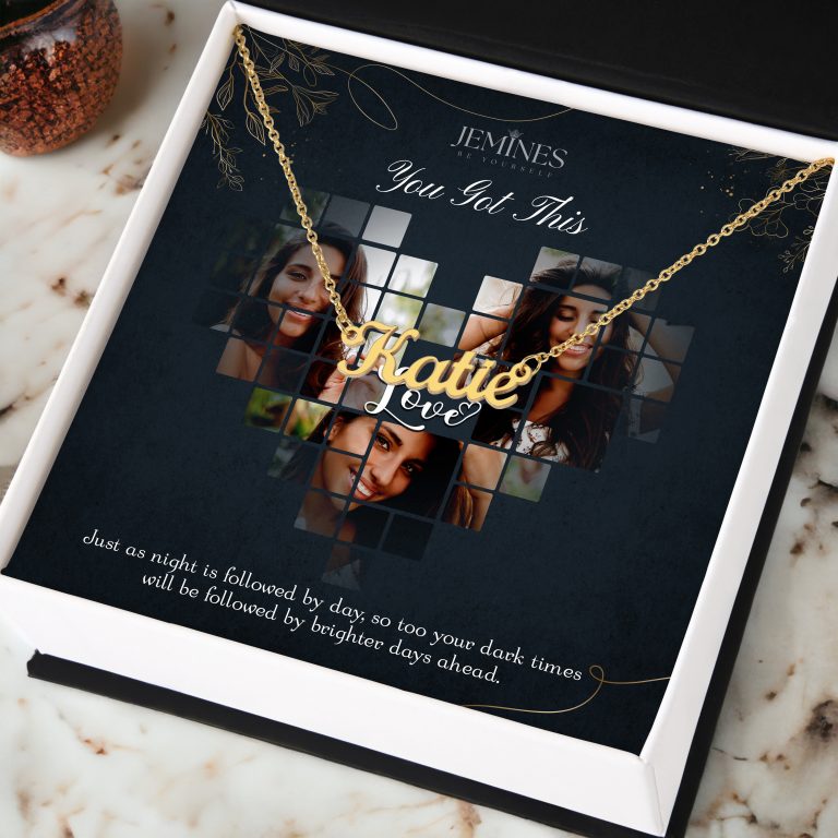 JEMINES Personalized Sweet Photo Name Necklace Gifts