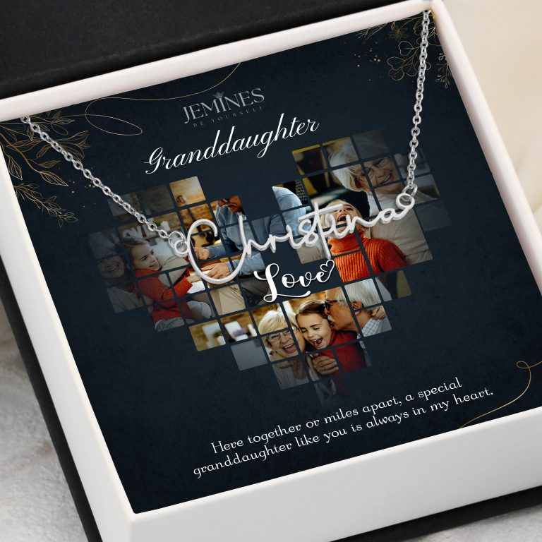 JEMINES Personalized Sweet Photo Name Necklace Gifts