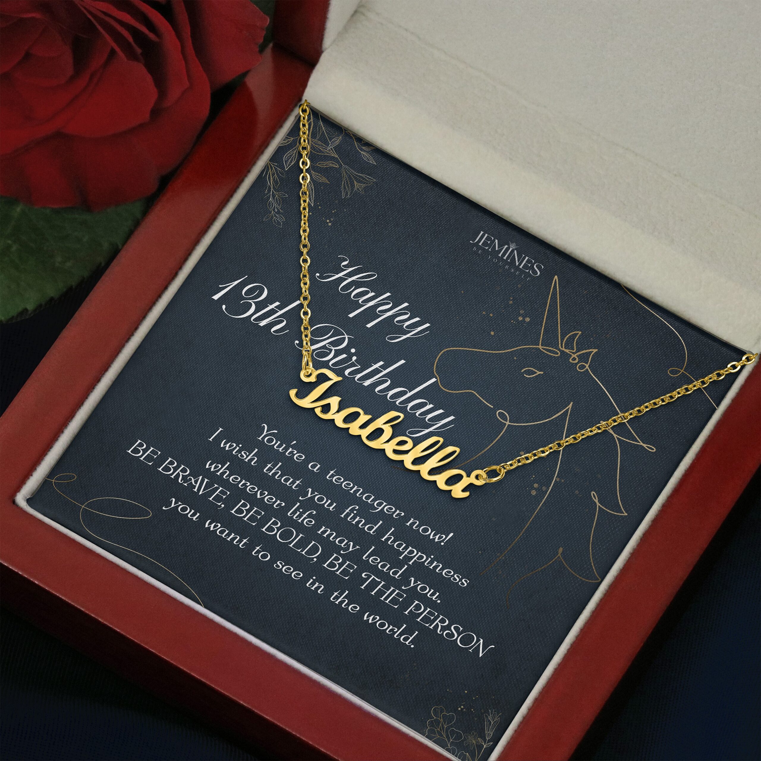 13th Birthday Custom Name Gold Necklace Elegant Gift - Image 3