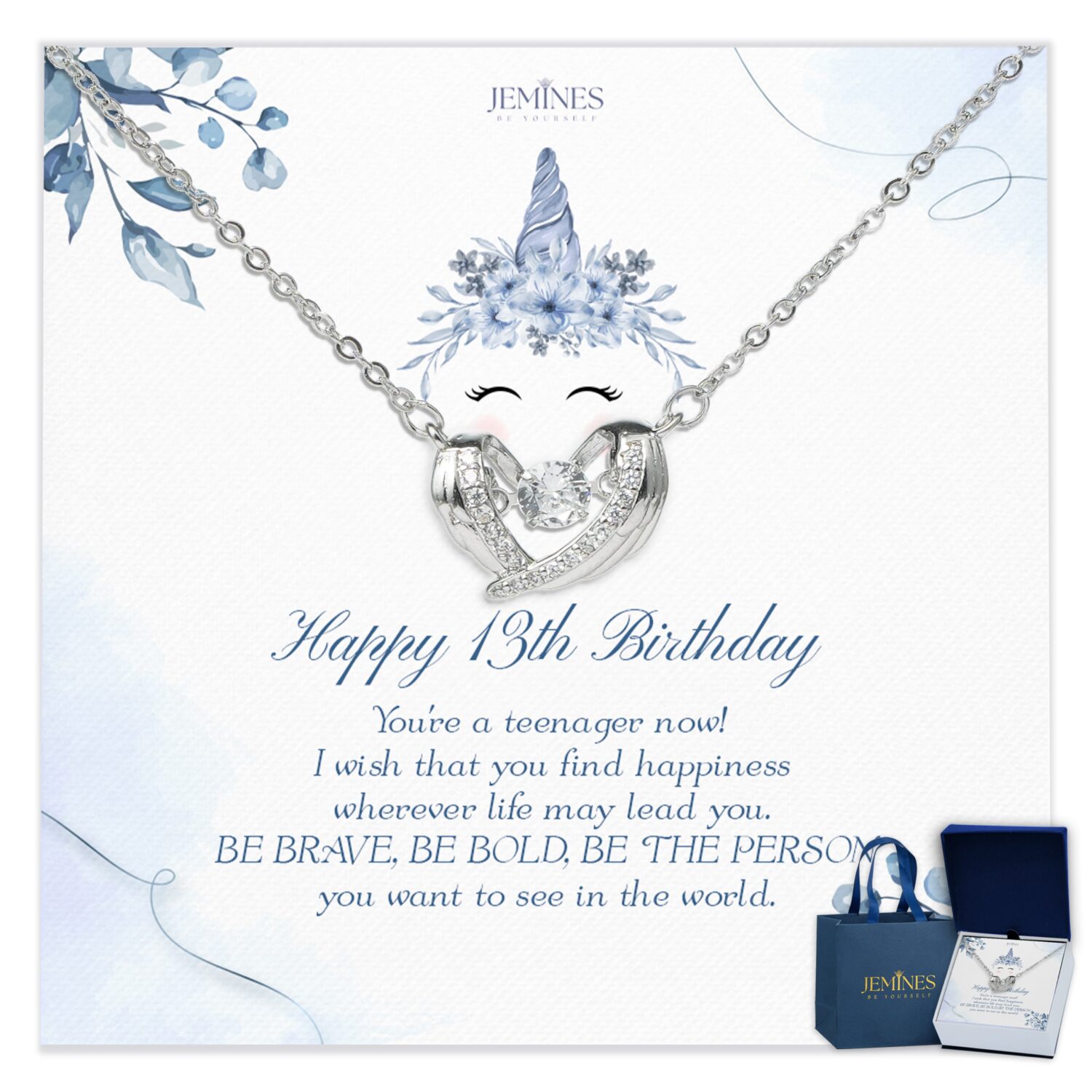 13th Birthday Wings Love Necklace Elegant Gift
