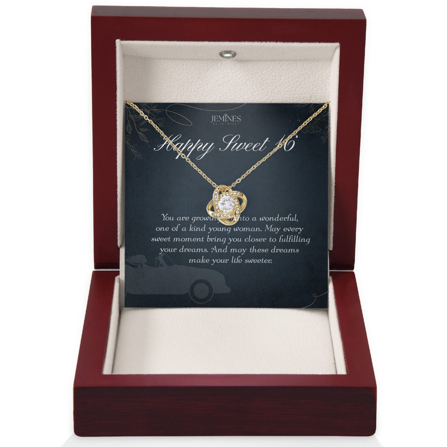 16th Birthday Love Knot Gold Necklace Gift