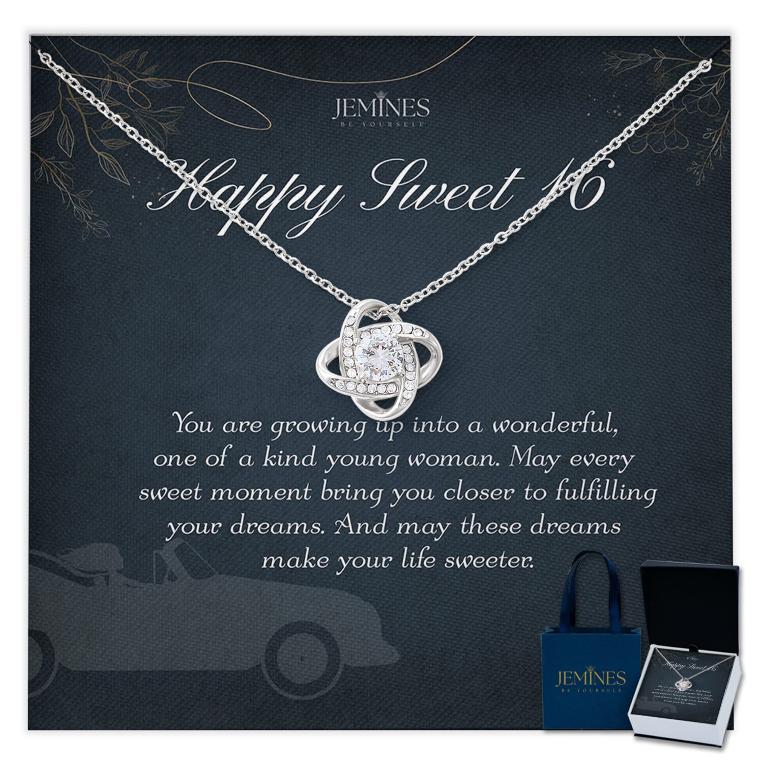 16th Birthday Love Knot Necklace Elegant Gift