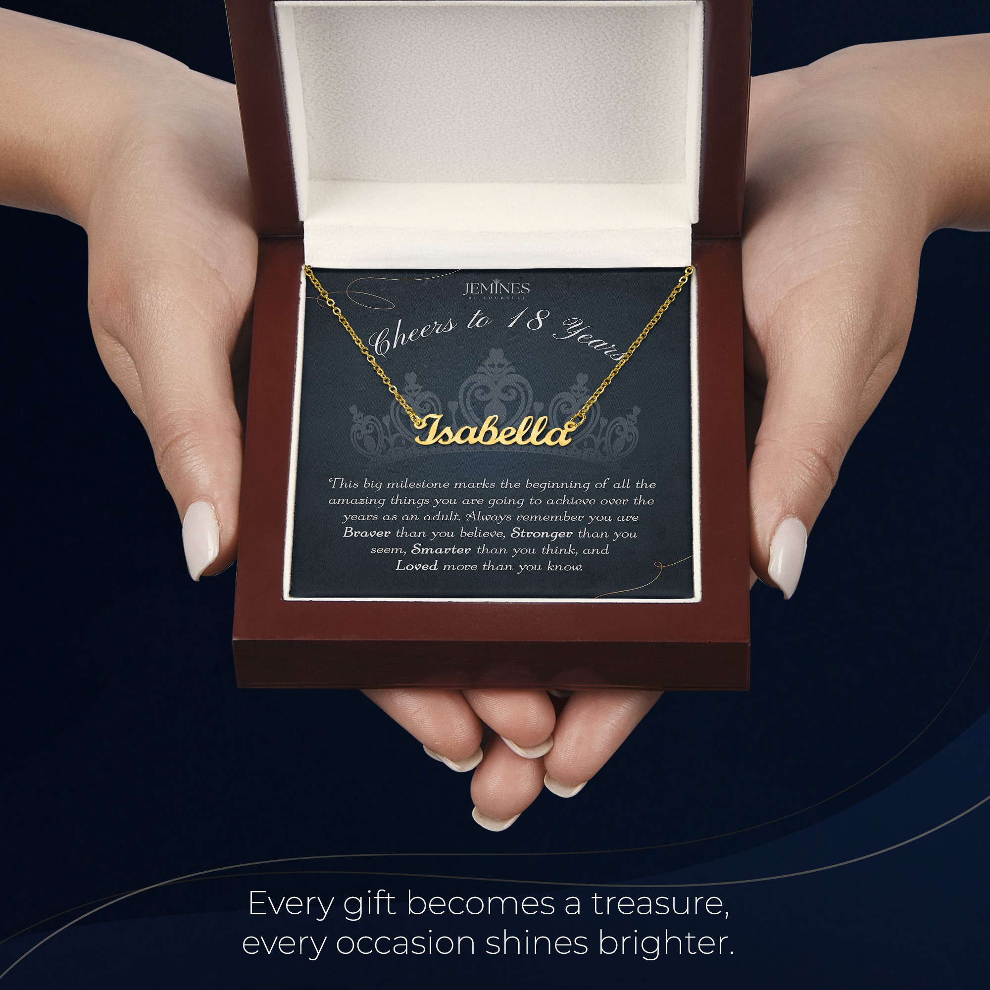 18th Birthday Custom Name Gold Necklace Elegant Gift - Image 6