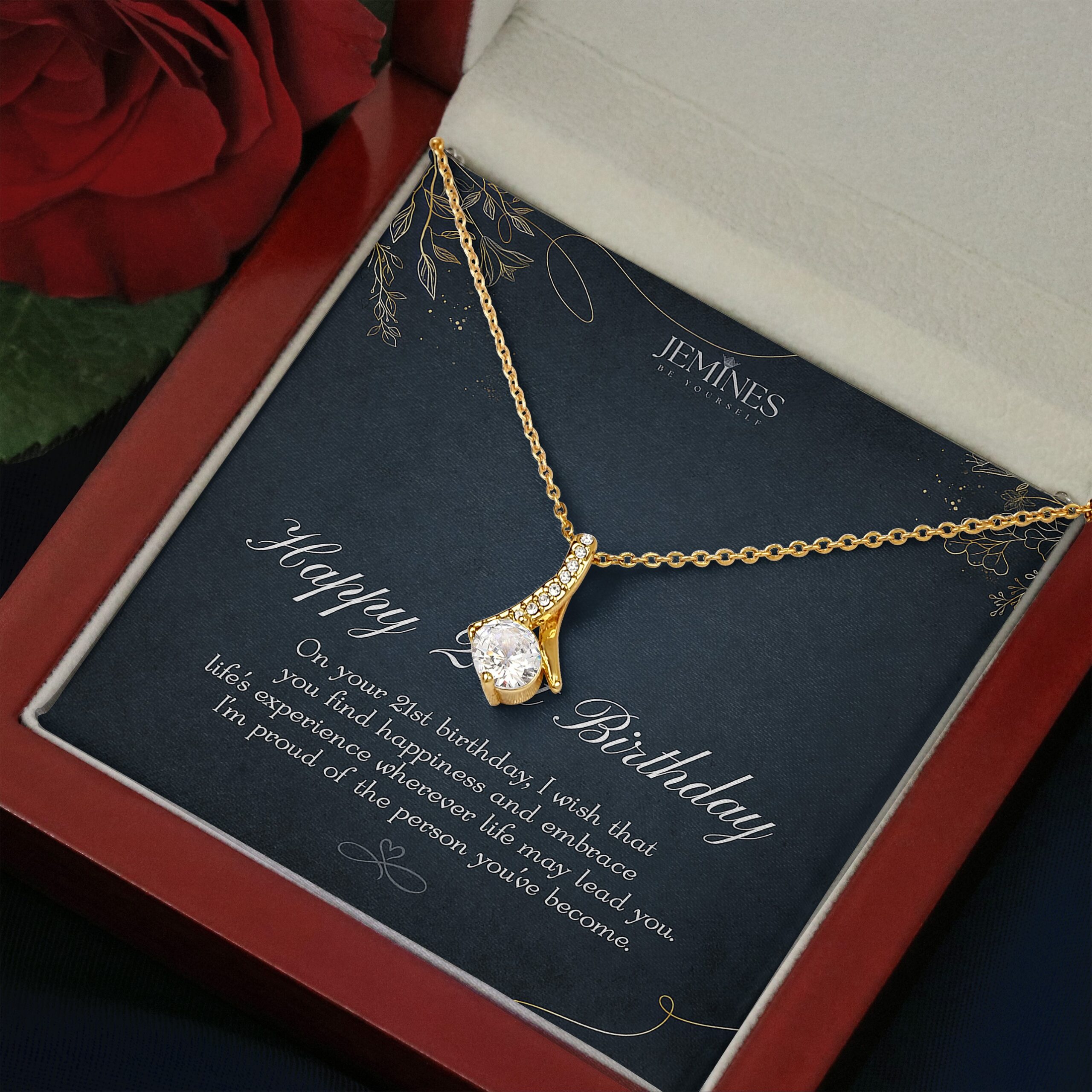 21st Birthday Alluring Beauty Gold Necklace Elegant Gift - Image 3
