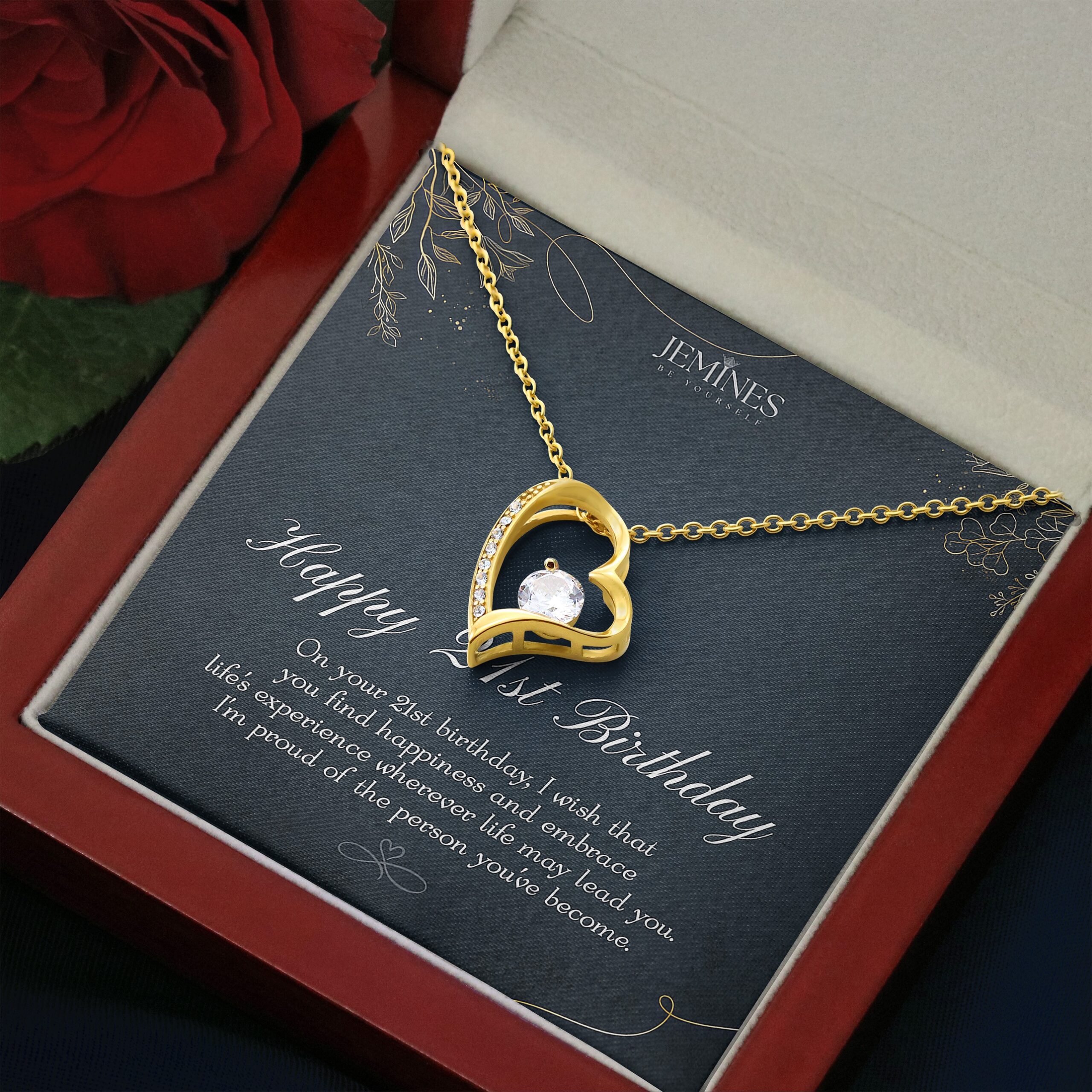 21st Birthday Forever Love Gold Necklace Elegant Gift - Image 3