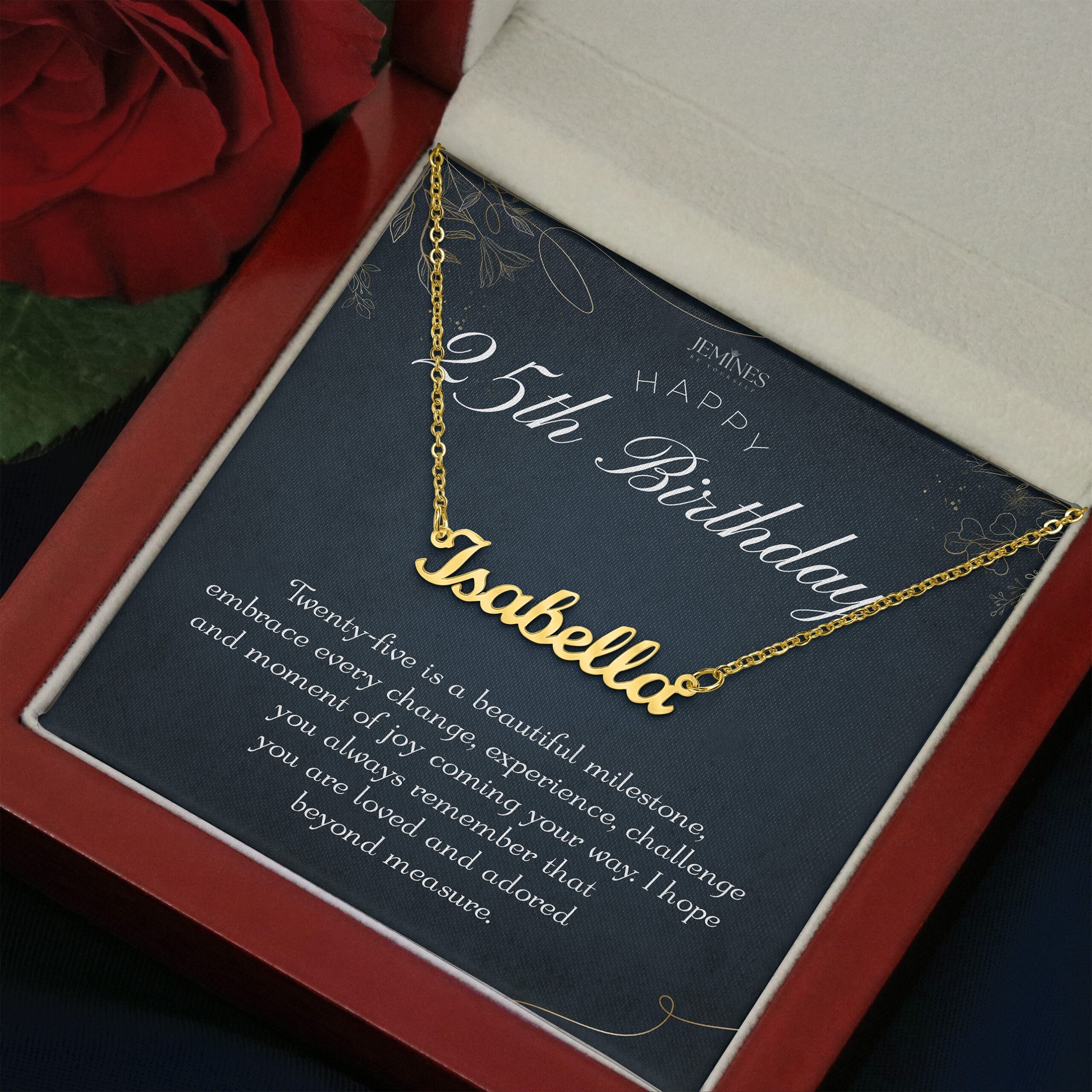 25th Birthday Custom Name Gold Necklace Elegant Gift - Image 3