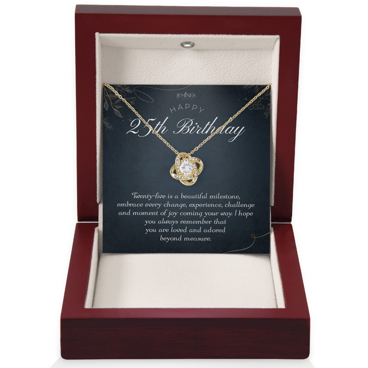25th Birthday Love Knot Gold Necklace Gift