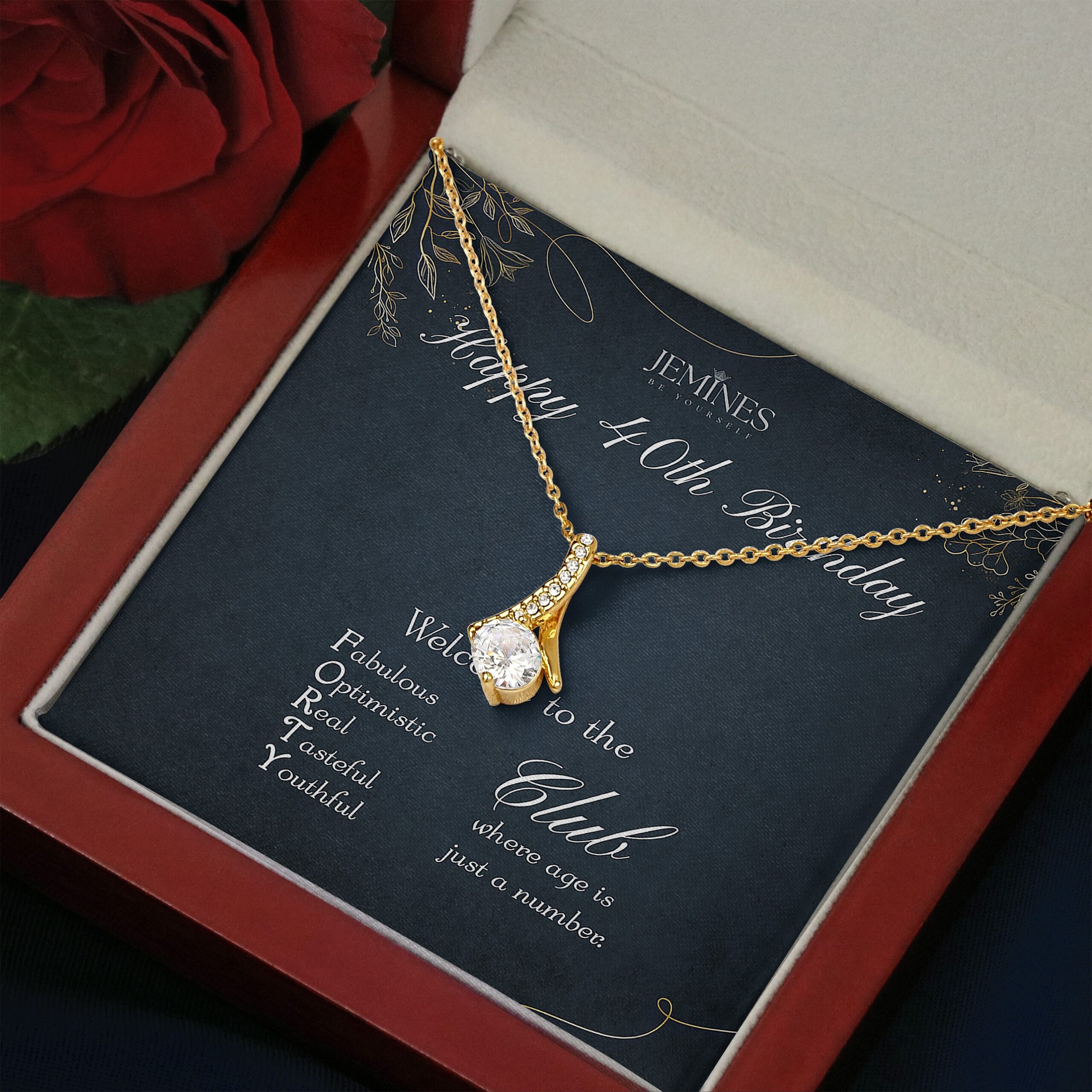 40th Birthday Alluring Beauty Gold Necklace Elegant Gift - Image 3