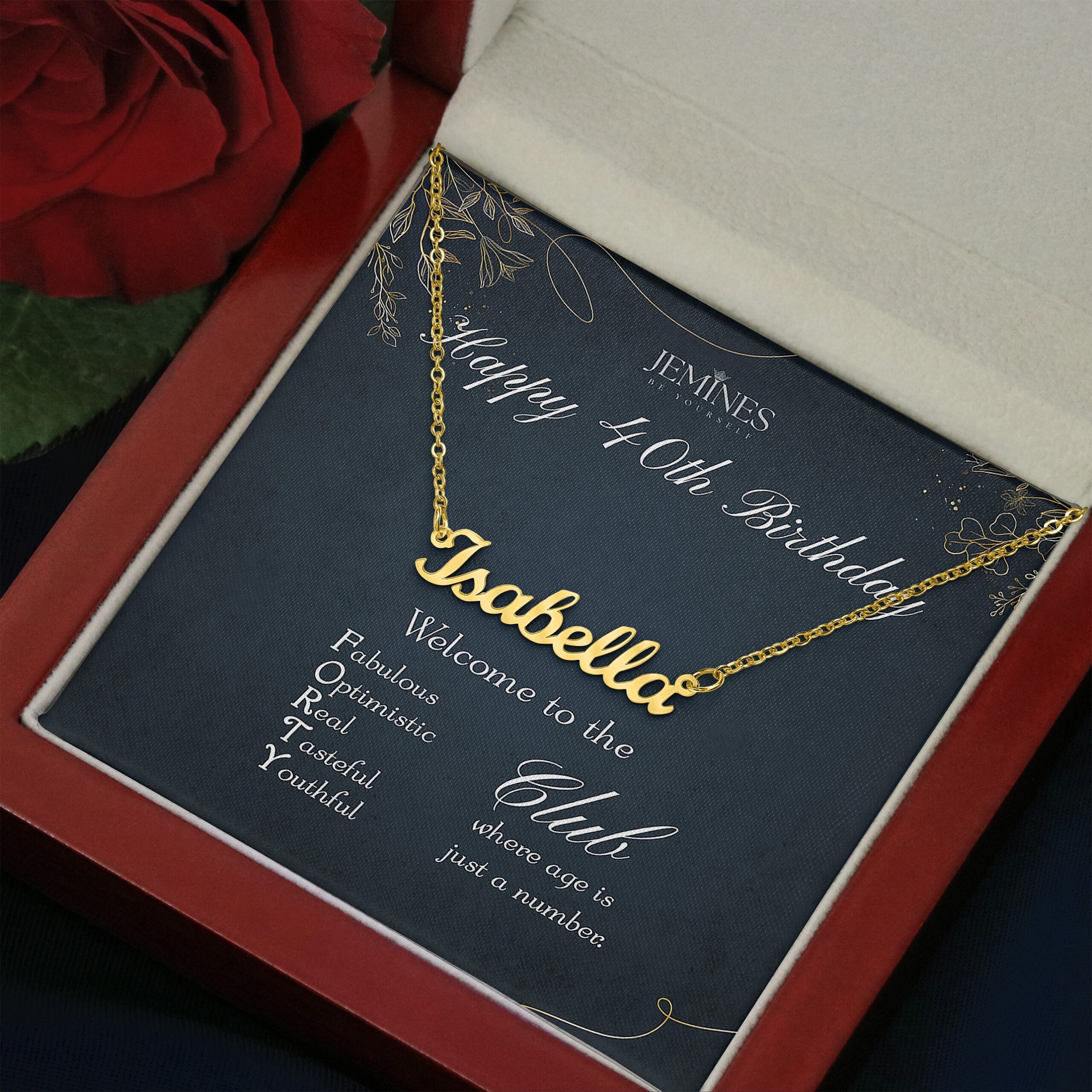 40th Birthday Custom Name Gold Necklace Elegant Gift - Image 3