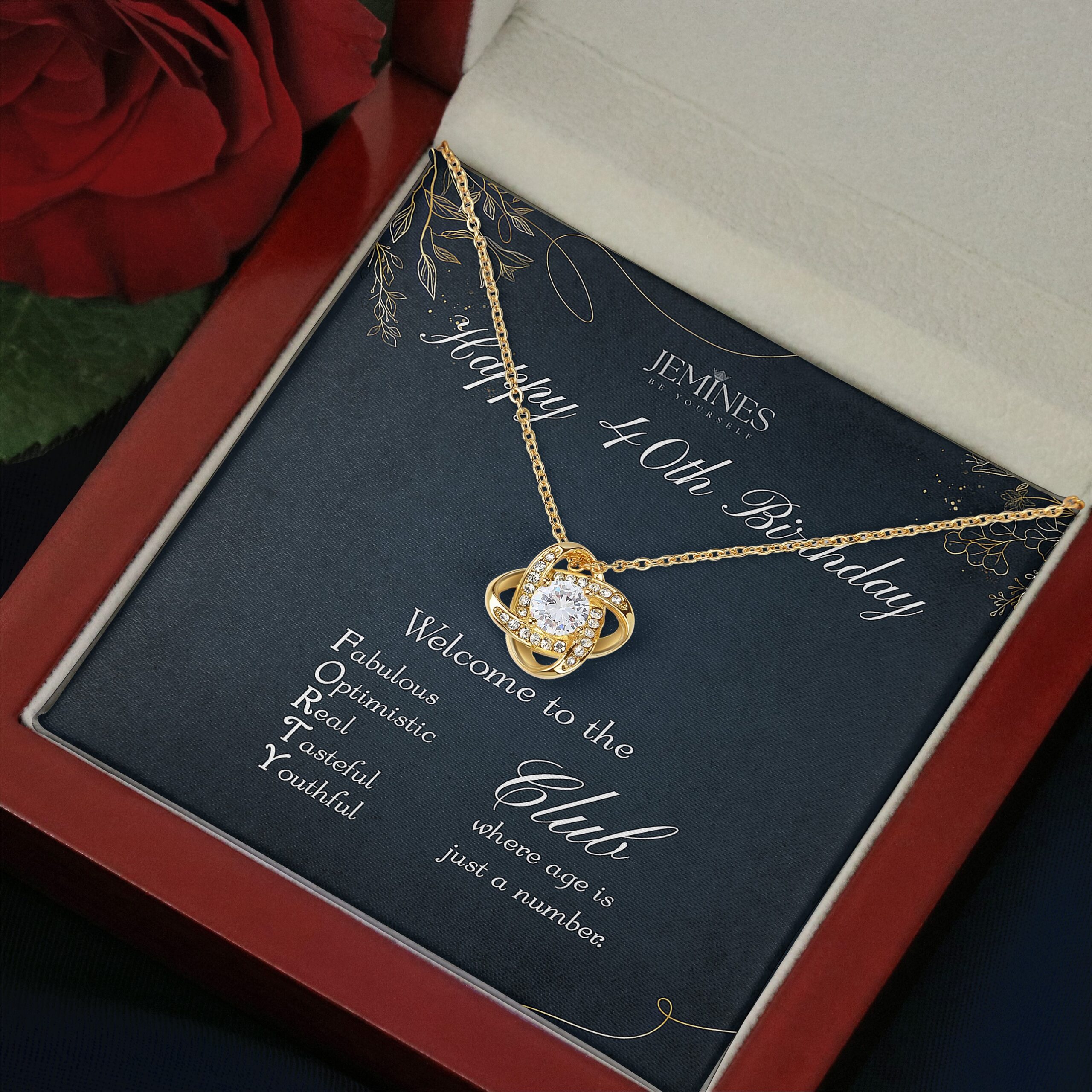 40th Birthday Love Knot Gold Necklace Elegant Gift - Image 3