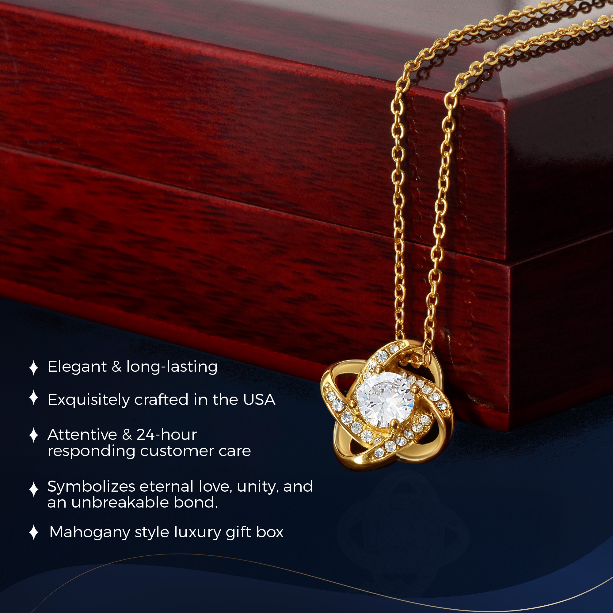 40th Birthday Love Knot Gold Necklace Elegant Gift - Image 4