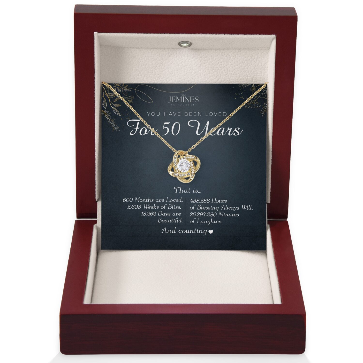 50th Birthday Love Knot Gold Necklace Gift