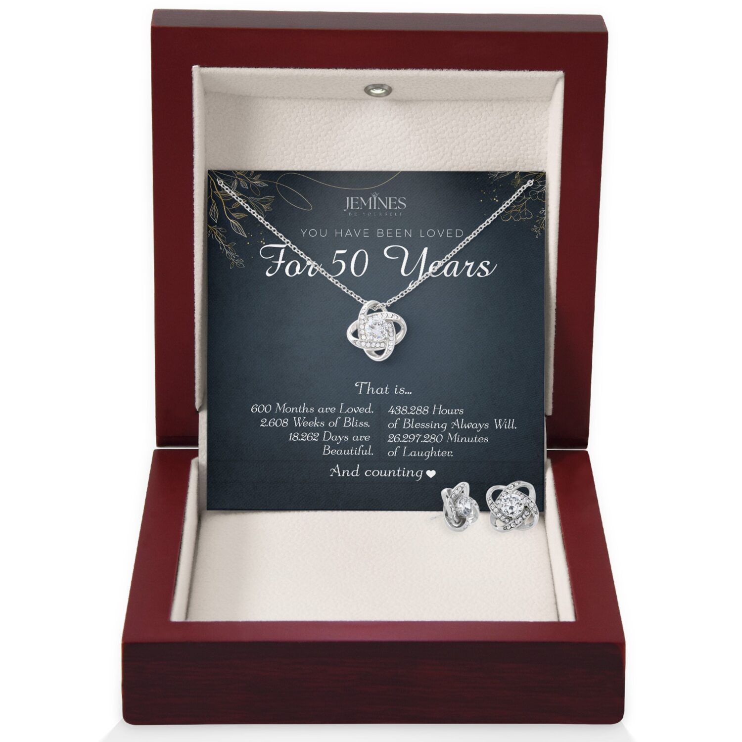 50th Birthday Love Knot Set Necklace Gift