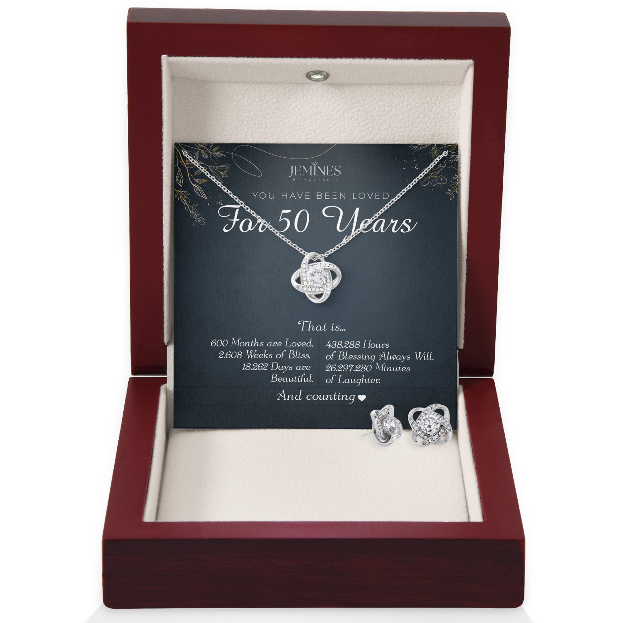 50th Birthday Love Knot Set Necklace Gift